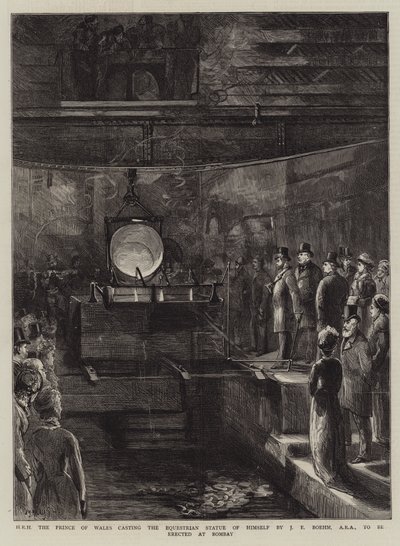 ZKH de Prins van Wales giet het ruiterstandbeeld van zichzelf door J E Boehm, ARA, te Bombay door Sydney Prior Hall