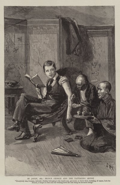 In Japan, 1881, Prins George en de tatoeëerder door Sydney Prior Hall