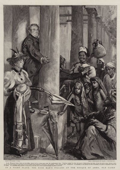In een Krappe Plaats, de Zuilen van de Rijke Man bij de Moskee van Amer, Oud Caïro door Sydney Prior Hall