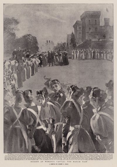 Verpleegsters bij Windsor Castle, de Mars door Sydney Prior Hall