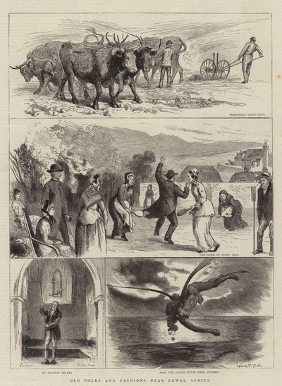 Oude Mensen en Mode nabij Lewes, Sussex door Sydney Prior Hall