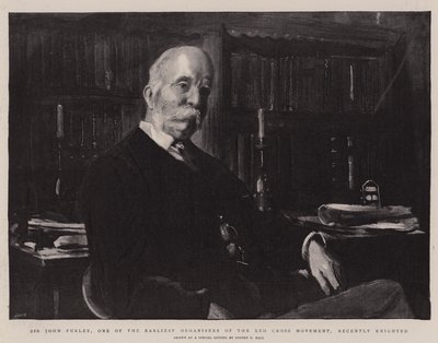 Sir John Furley, een van de eerste organisatoren van de Rode Kruis Beweging, onlangs geridderd door Sydney Prior Hall