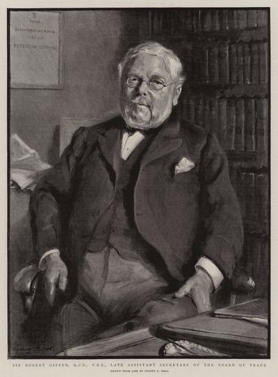 Sir Robert Giffen, KCB, FRS, Voormalig Assistent-Secretaris van de Board of Trade door Sydney Prior Hall
