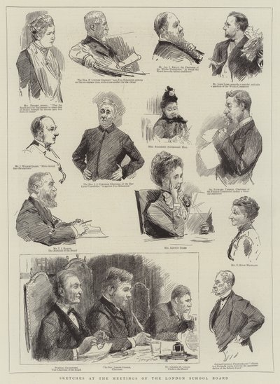 Schetsen bij de Vergaderingen van de London School Board door Sydney Prior Hall