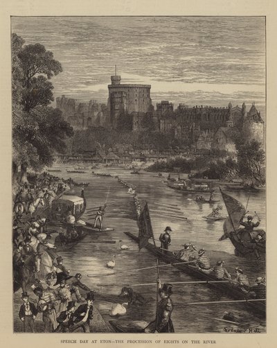 Speech Day in Eton, de Processie van Achten op de Rivier door Sydney Prior Hall