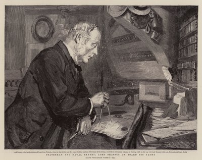 Staatsman en marine-expert, Lord Brassey aan boord van zijn jacht door Sydney Prior Hall
