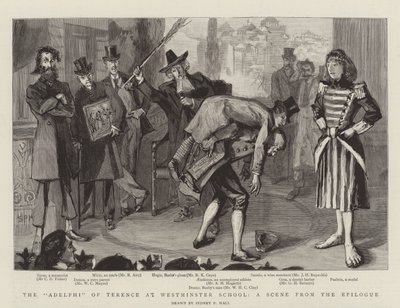 De Adelphi van Terence op Westminster School, een scène uit de epiloog door Sydney Prior Hall