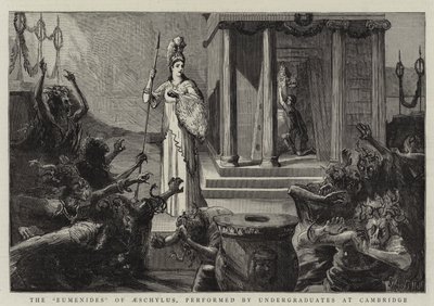 De Eumeniden van Aeschylus, uitgevoerd door studenten in Cambridge door Sydney Prior Hall