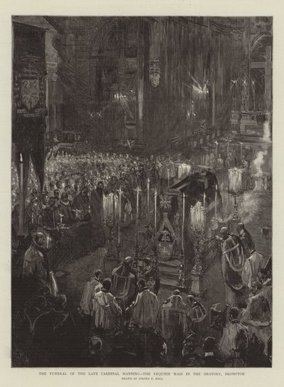 De Begrafenis van de Wijlen Kardinaal Manning, de Requiemmis in de Oratorium, Brompton door Sydney Prior Hall