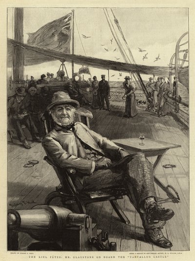 De Kiel-feesten, Mr Gladstone aan boord van de Tantallon Castle door Sydney Prior Hall