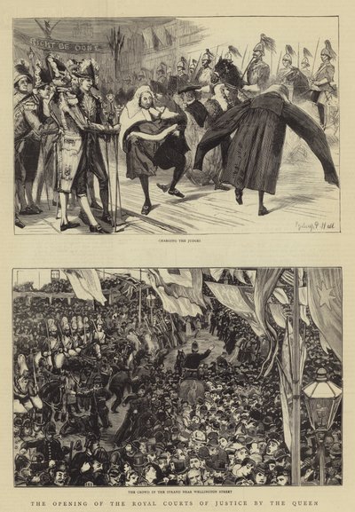 De opening van de Koninklijke Gerechtsgebouwen door de koningin door Sydney Prior Hall