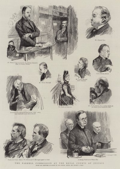 De Parnell Commissie bij de Royal Courts of Justice door Sydney Prior Hall