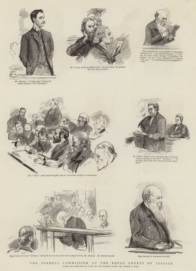 De Parnell Commissie bij de Royal Courts of Justice door Sydney Prior Hall