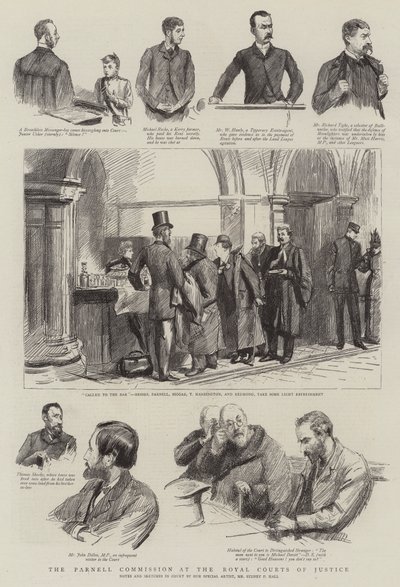 De Parnell Commissie bij de Royal Courts of Justice door Sydney Prior Hall