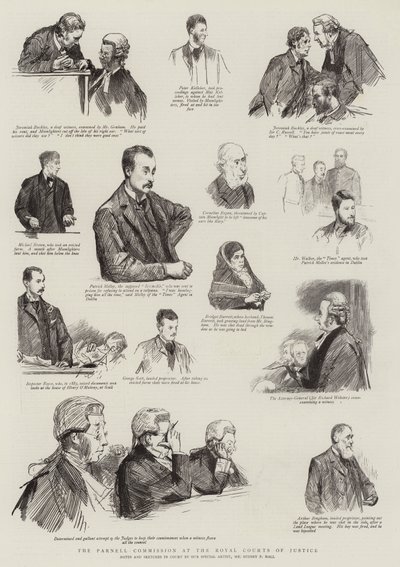 De Parnell Commissie in de Royal Courts of Justice door Sydney Prior Hall