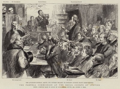 De Parnell Commissie bij de Royal Courts of Justice door Sydney Prior Hall