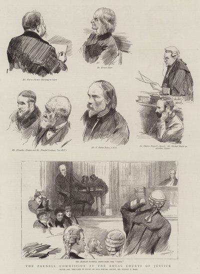 De Parnell-commissie in de Royal Courts of Justice door Sydney Prior Hall
