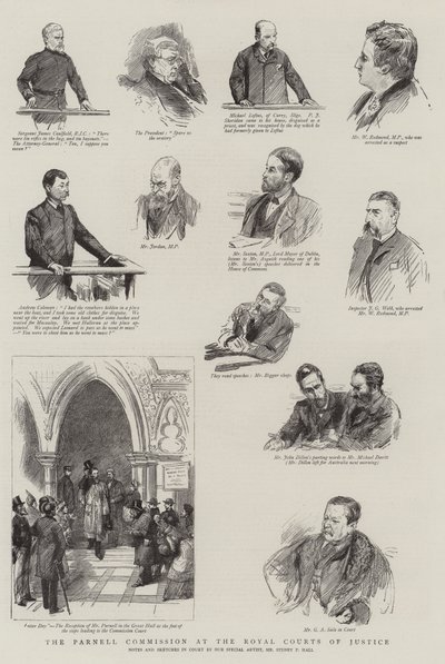 De Parnell Commissie bij de Koninklijke Hoven van Justitie door Sydney Prior Hall
