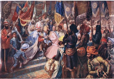 De Prins van Wales in India, illustratie uit Cassells Geschiedenis van Engeland, 1900s door Sydney Prior Hall