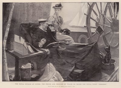 De koninklijke invalide in Cowes, de prins en prinses van Wales aan boord van het koninklijke jacht Osborne door Sydney Prior Hall
