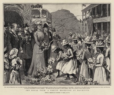De koninklijke tour, een mooie ontvangst in Mauritius door Sydney Prior Hall