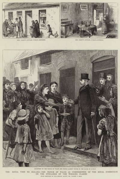 Het koninklijk bezoek aan Ierland, de Prins van Wales als commissaris van de Koninklijke Commissie voor de woningen van de arbeidersklasse door Sydney Prior Hall