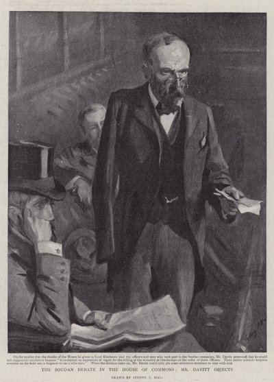 Het Soedan Debat in het Lagerhuis, Mr. Davitt maakt bezwaar door Sydney Prior Hall