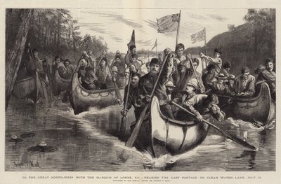 Naar het Grote Noordwesten met de Markies van Lorne, XII, naderend de laatste portage op Clear Water Lake, 28 juli door Sydney Prior Hall