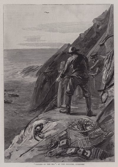 Arbeiders van de zee, bij de Gouffre, Guernsey door Sydney Prior Hall
