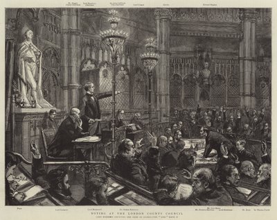 Stemmen bij de London County Council door Sydney Prior Hall