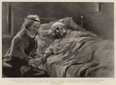 Wachten, alleen Wachten!, de Sluitingsscène van het Leven van de Grote Staatsman door Sydney Prior Hall