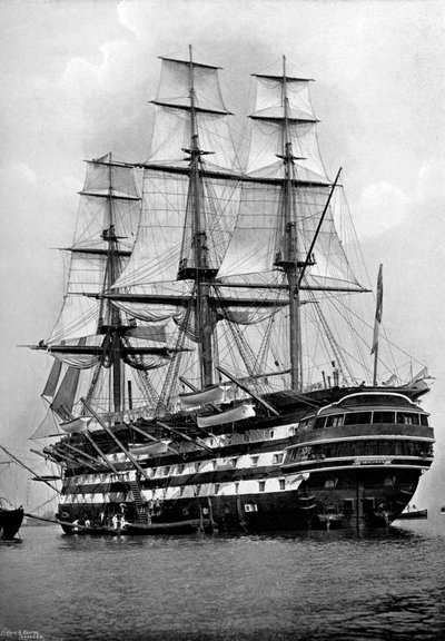 Het opleidingsschip HMS St Vincent in Portsmouth, Hampshire, 1896 door Symonds and Co