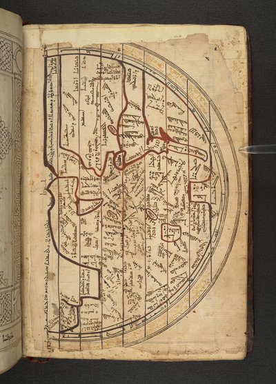 Minārat al-aqdās, f94, Een kaart van Europa, West-Azië en Noord-Afrika, geprojecteerd vanuit het noorden naar het zuiden door Syrian School