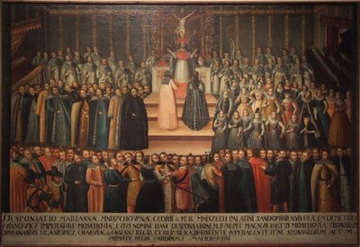 De verloving in absentia van Marina Mniszech en Valse Demetrius in Krakau op 12 november 1605, Graaf door Szymon Boguszowicz