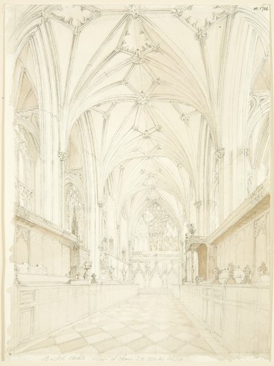 Koor van de kathedraal van Bristol, kijkend naar het oosten door T.H. Clarke