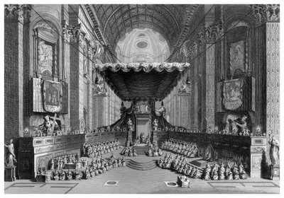 Heiligverklaring van heiligen in de Sint-Pieterskerk, Rome door T. Brown