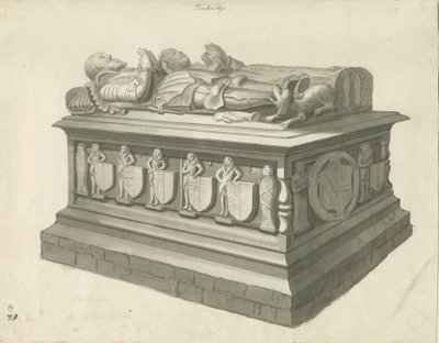 Penkridge Church - Graf van [Sir Edward Littleton]: sepia tekening, nd [eind 18e eeuw] door T Carter