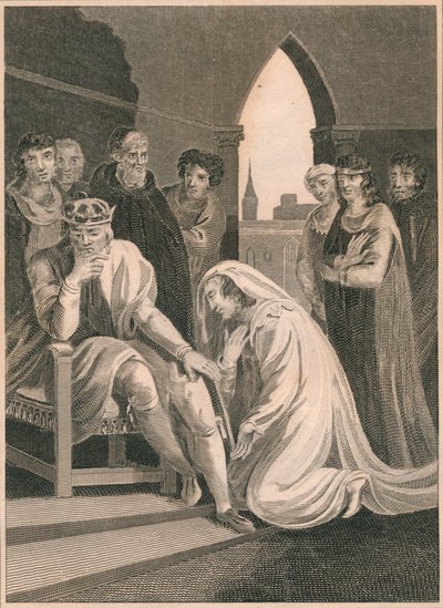 Koningin van Richard II, pleit voor het leven van Simon Burley, 1388, 1864 door T. Cook