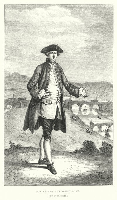 Portret van de jonge hertog (gravure) door T. D. (after) Scott