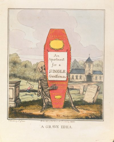 Een Grave Idee: Een Appartement voor een Alleenstaande Heer, uitgegeven 1828 door T. Hampson Jones
