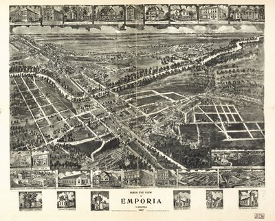 Vogelvlucht van Emporia, Virginia 1907 door T. M. Fowler