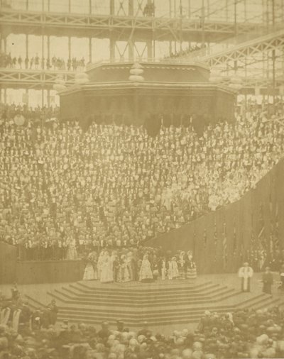 Koningin Victoria Voorzitter bij de Heropening van het Gereconstrueerde Crystal Palace in Sydenham, 1854 door T. R. Williams