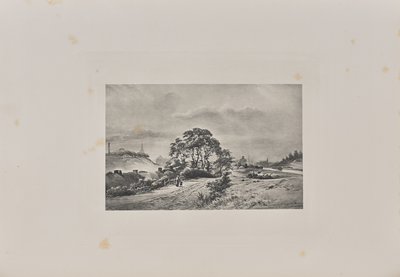 In de richting van de stad vanaf de Monkland kanaaloever bij Milburn Bridge door T. and R. Annan and Sons