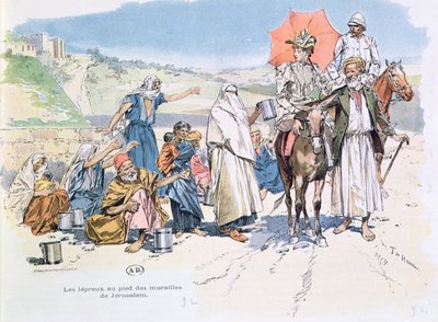 Melaatsen buiten de muren van Jeruzalem, 1892 door T. de Haener
