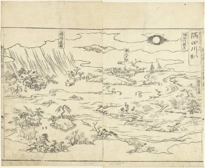 Acht gezichten op de rivier de Sumida door Tachibana Morikuni