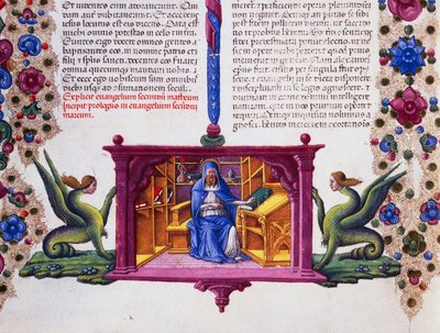 Randfries aan de onderkant van de pagina met St. Matteüs de Evangelist, Volume II f 148, v, Bijbel van Borso d