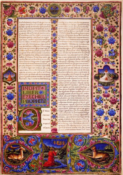 Incipit uit het Boek Ezechiël, uit Volume II van de Bijbel van Borso d