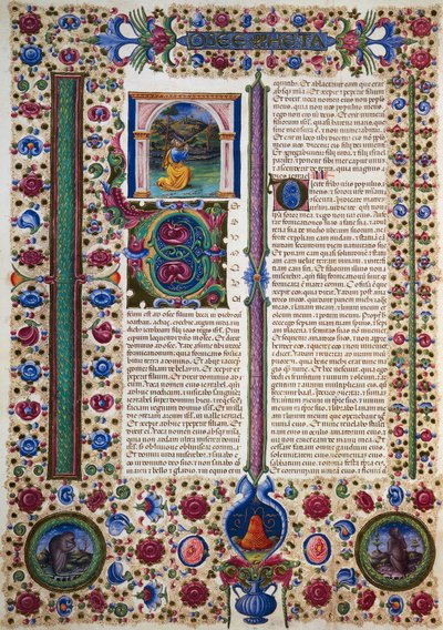 Incipit uit het Boek van de Profeet Hosea, uit Deel II van de Bijbel van Borso d