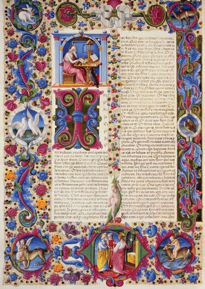 Incipit uit het Evangelie volgens Johannes, uit Deel II van de Bijbel van Borso d