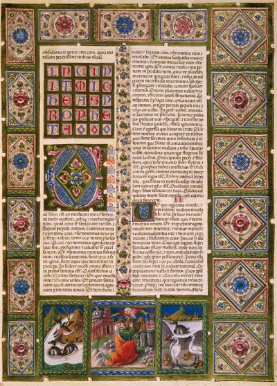Incipit van het Tweede Boek van de Makkabeeën, uit Volume II van de Bijbel van Borso d